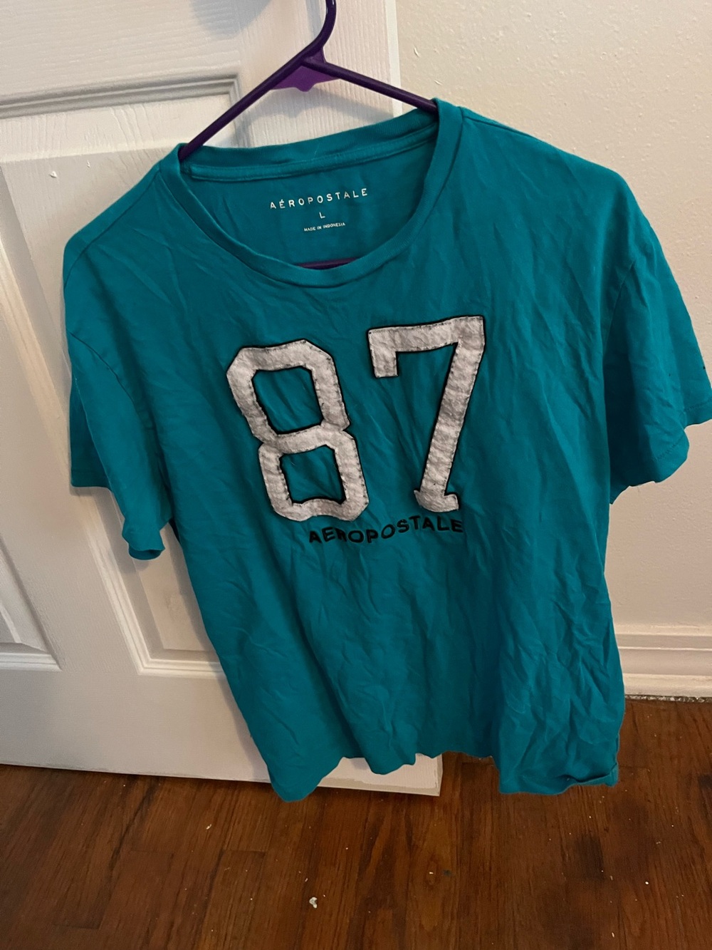 Aeropostale Teal Crewneck Graphic Tee with White '87'